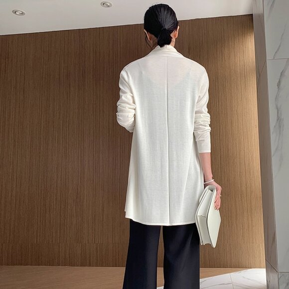 CHICJOC Women The Row-Style Jersey Silk-Cotton Knit Cardigan – Size 36 - Picture 2 of 13